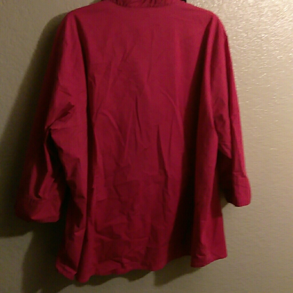 Plus Size Hot Pink Button-Up - Picture 3 of 5
